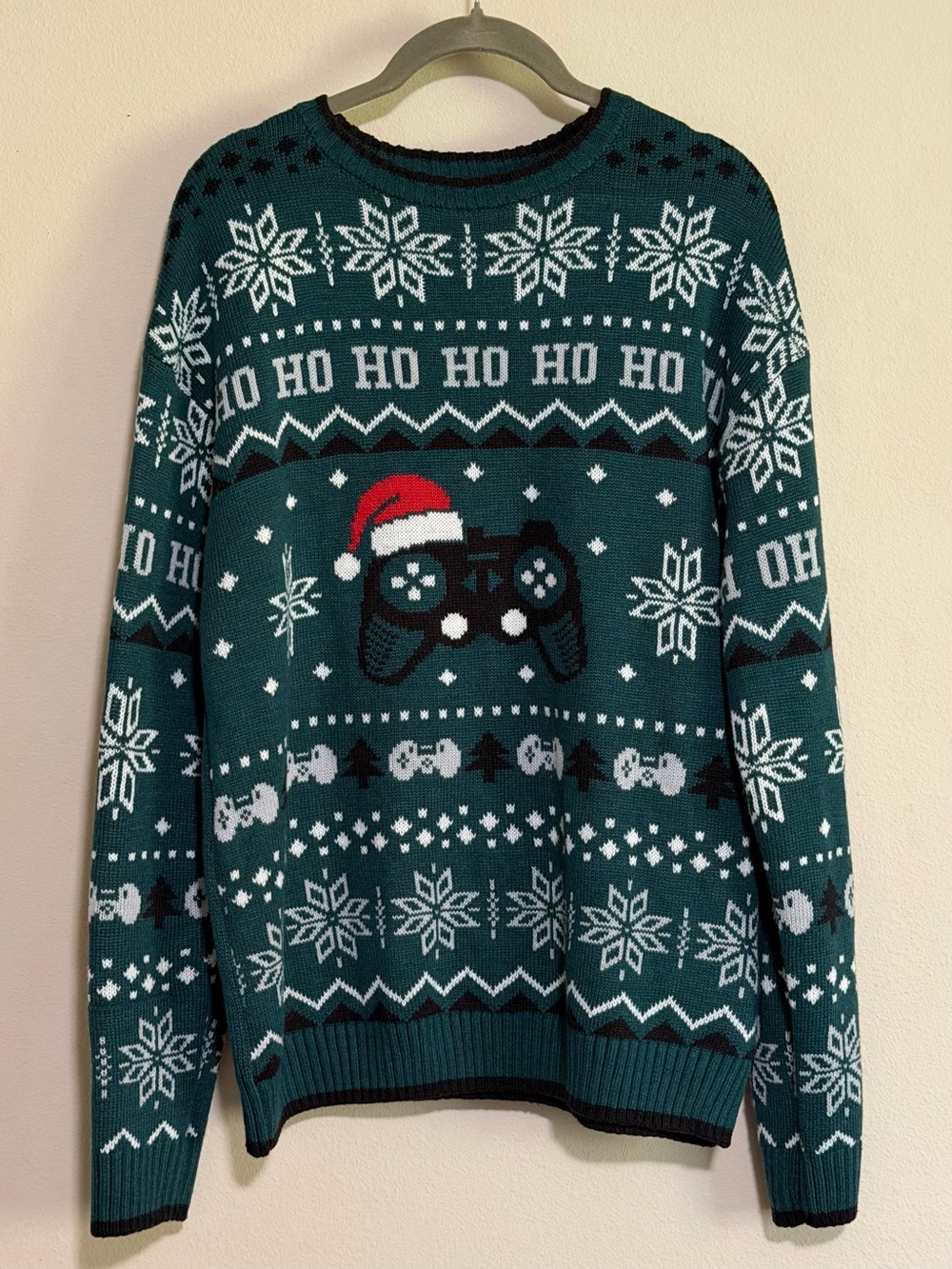 Holiday Time Youth Crewneck Sweater with Gaming Controller and Santa Hat